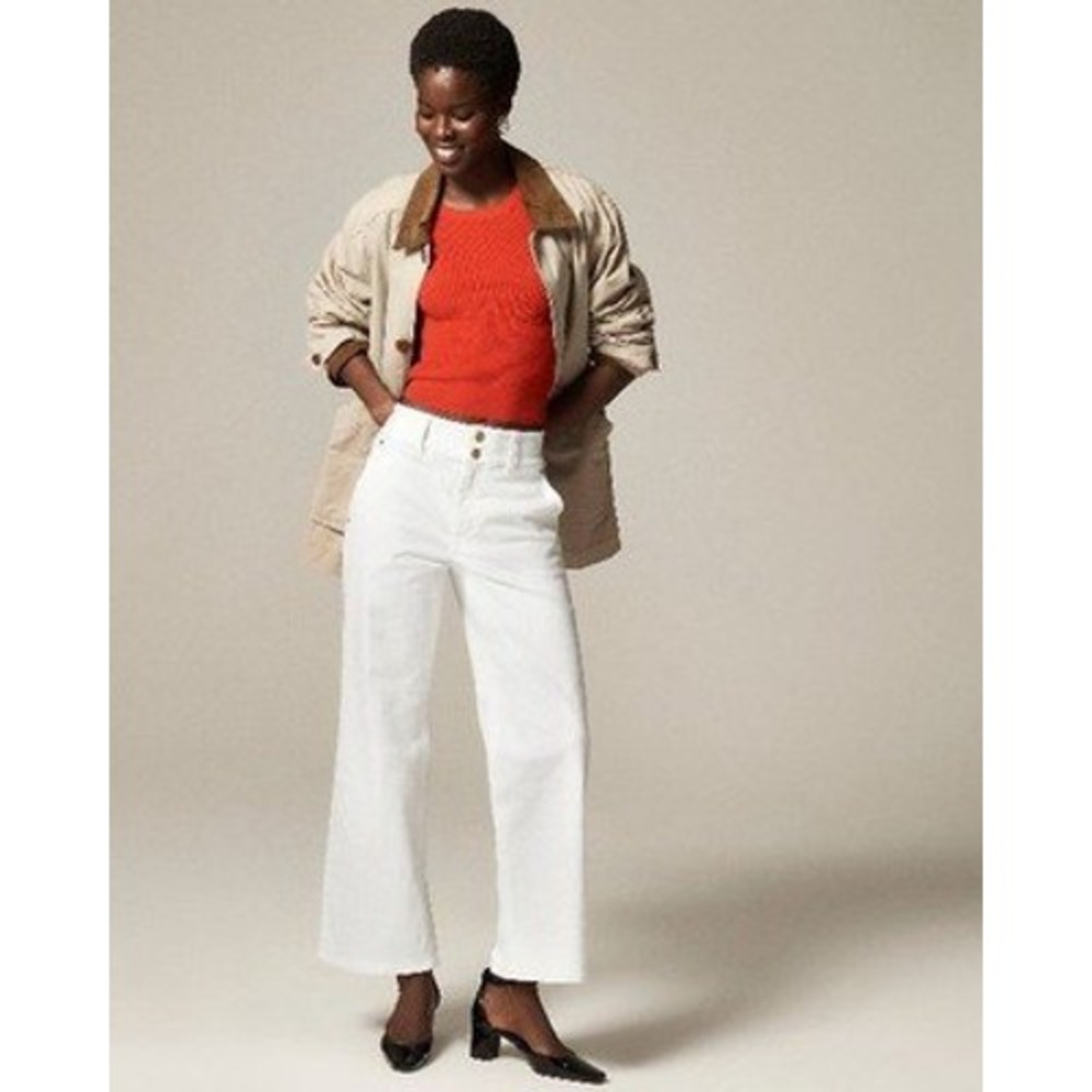 J. Crew NWT Re-Imagined White Wide-Leg Crop Jeans CH889 Size 31P Petite